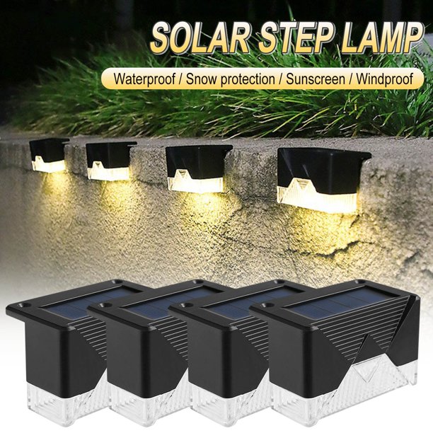 Clearance!Holloyiver Solar Deck Lights 4 Pcs, Solar Step Lights Outdoor