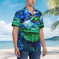 thumbnail image 3 of Yiaed Colorful Stained Glass Crocodile Print Hawaiian Shirt for Men Short Sleeve Button Down Shirts Beach Shirts for Men,Small, 3 of 7