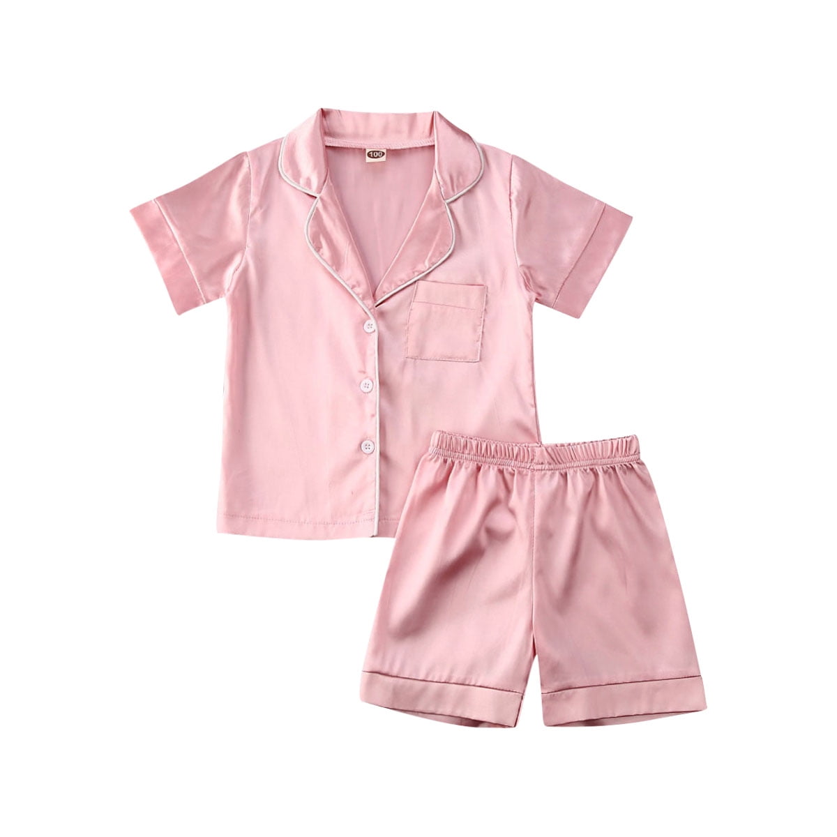 2Pcs/Set Kids Silk Pajamas Short/Long Sleeve  Tops & Shorts Sleepwear Homewear 