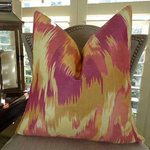 Plutus Olavanna Ikat Handmade Throw Pillow, (Double sided 20" x 20")