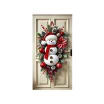 Beautynvta Christmas Door Cover, 35''x71'', Snowman Teardrop Swag Front Door Covers Holiday Wall Decorations Snowman Backdrop Banner for Xmas Holiday Party Outdoor Indoor Home Decoration