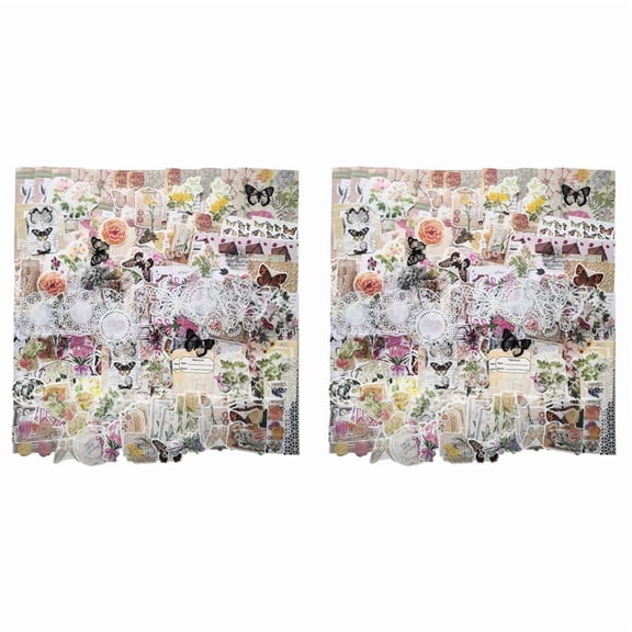 520Pc Vintage Scrapbook Supplies Aesthetic Stickers for Journaling,Gift Wrapping Cottage Decor Collage Craft B