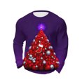 thumbnail image 2 of Amzcrzy Sudadera Para Hombre Con Estampado Navideño, Manga Larga, Cuello Redondo, Color Morado, 3Xl, 2 of 4