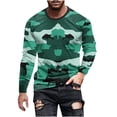 thumbnail image 2 of Blusas y camisas de manga larga con cuello redondo para hombre, blusa informal de manga larga con cuello redondo y estampado de rayas, blusa de poliéster para hombre, 2 of 5