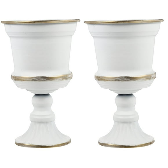 Urn Planter Outdoor Flower Tall Planters Plants Vase Classic Pot Porch Garden Front Indoor Pots Iron Black Metal White