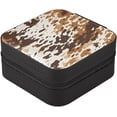 thumbnail image 2 of Brown Cow Print Pattern Travel Jewelry Case, Portable Small Jewelry Box, Necklace Earrings Travel Jewelry PU Leather Box, Christmas Gift for Women Girl for Necklace Bracelet Earrings Rings, 2 of 7