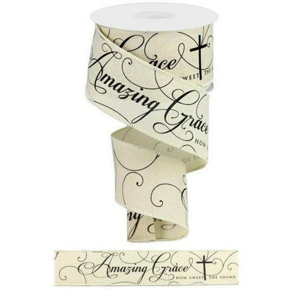 2.5" Amazing Grace Ribbon: Cream  Black (10 Yards)
