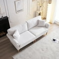 thumbnail image 4 of 83.5" Modern Loveseat Sofa, Upholstered Burlap Fabric 2-Seat Sofa Couch with Back Cushions and Pillow, love seat Small Space Sofa for Living Room Apartment Bedroom Dorm Office, Off-White, 4 of 9
