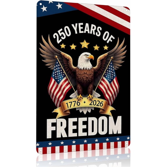 Vintage Patriotic Eagle Tin Sign, USA 250th Anniversary Wall Decor for Home, Front Door or Yard, 8 x 12 Inches