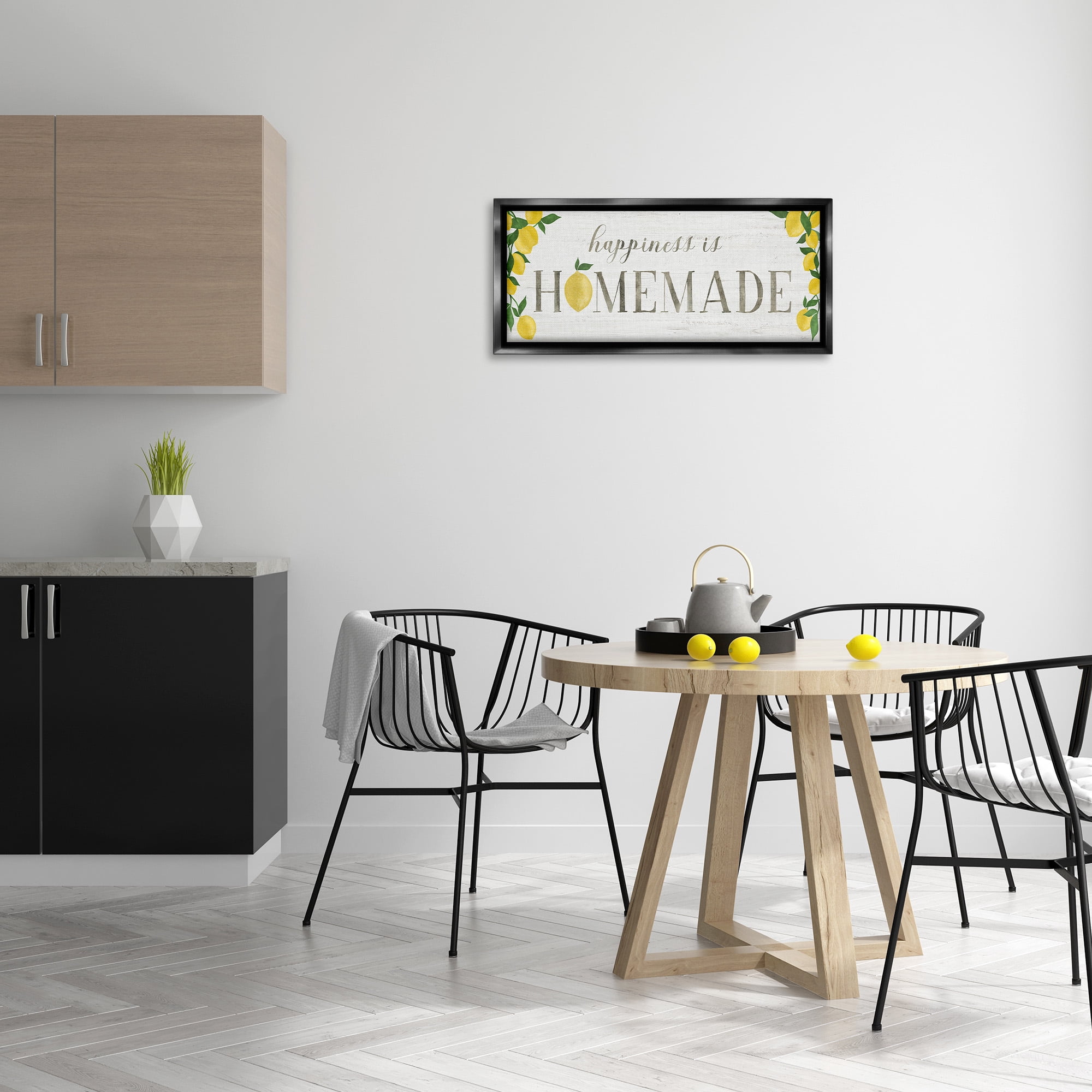 Stupell Industries Happiness Is Homemade Food & Beverage Painting Black Floater Framed Canvas Art Print Wall Art, 31 x 14