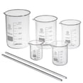 thumbnail image 2 of Glass Beakers Set - Science, Chemistry Classroom Supplies - Borosilicate Glass - Education, Research Equipment for Industrial and Academic Labs (50-600mL, 5-Pack), 2 of 5