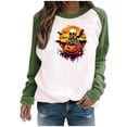 thumbnail image 1 of Chandail à Capuche Oversize pour Femmes, Chandail Imprimé Halloween, Col Rond, Manches Longues, Chandail en Molleton Oversize, Col Rond, Grande Taille, Vert, 1 of 6