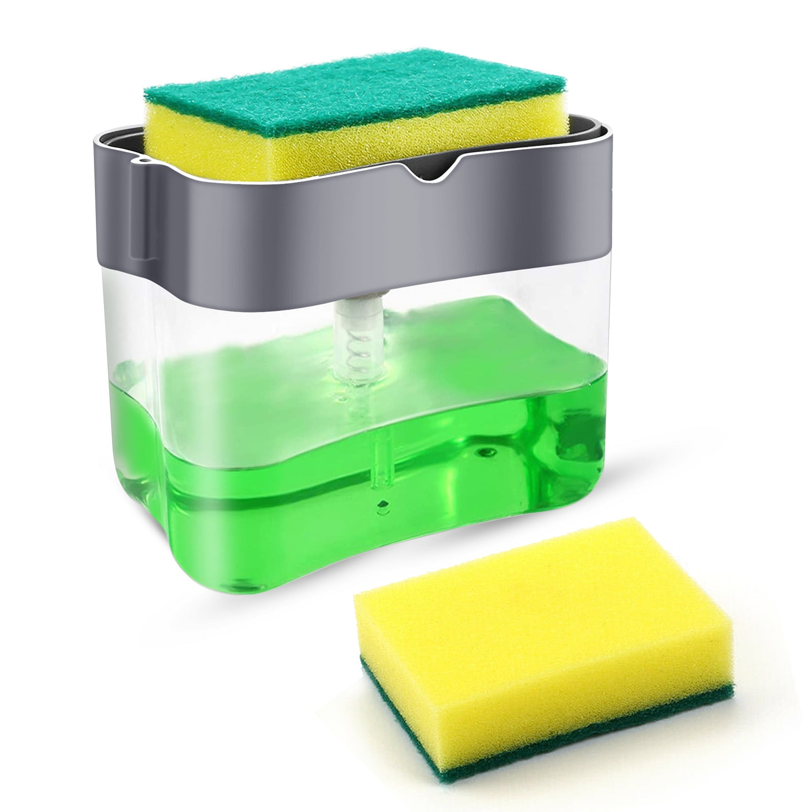 Soap Pump Dispenser and Sponge Holder Instant compact storage for dish Soaps 