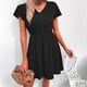 thumbnail image 2 of Vestido de fiesta corto de gasa con cuello en V y mangas cortas informales de terciopelo para mujer XL, 2 of 5
