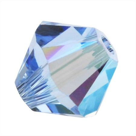 Swarovski Crystal, #5328 Bicone Beads 4mm, 24 Pieces, Light Sapphire Shimmer