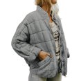 thumbnail image 1 of ITFABS Women Stand Collar Long Sleeve Solid Color Full Zip Quilted Jackets, 1 of 5