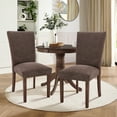 thumbnail image 2 of COLAMY Set of 4 Fabric Dining Chairs with Nailhead Detail and Wooden Legs, Upholstered Side Chairs for Kitchen and Dining Room – Darkbrown, 2 of 21