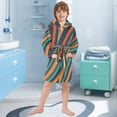 thumbnail image 5 of FORMRS Niños Bathrobe Unisex Hooded Robe Soft Plush Pajamas Sleepwear, Size 2-3T, Retro Stripes, 5 of 7