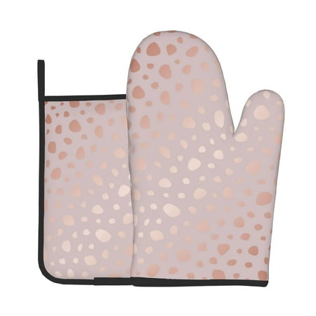 

Gaeub Rose Gold Abstract Spots 1 Print Oven Mitts and Pot Holders Sets of 2 Heat Resistant Pad Cooking Gloves for Baking BBQ Home Decor