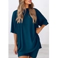 thumbnail image 7 of PRETTYGARDEN Women's Two Piece Lounge Set Summer Casual Oversized Shirts Biker Shorts Matching Airport Travel Outfit, 7 of 7