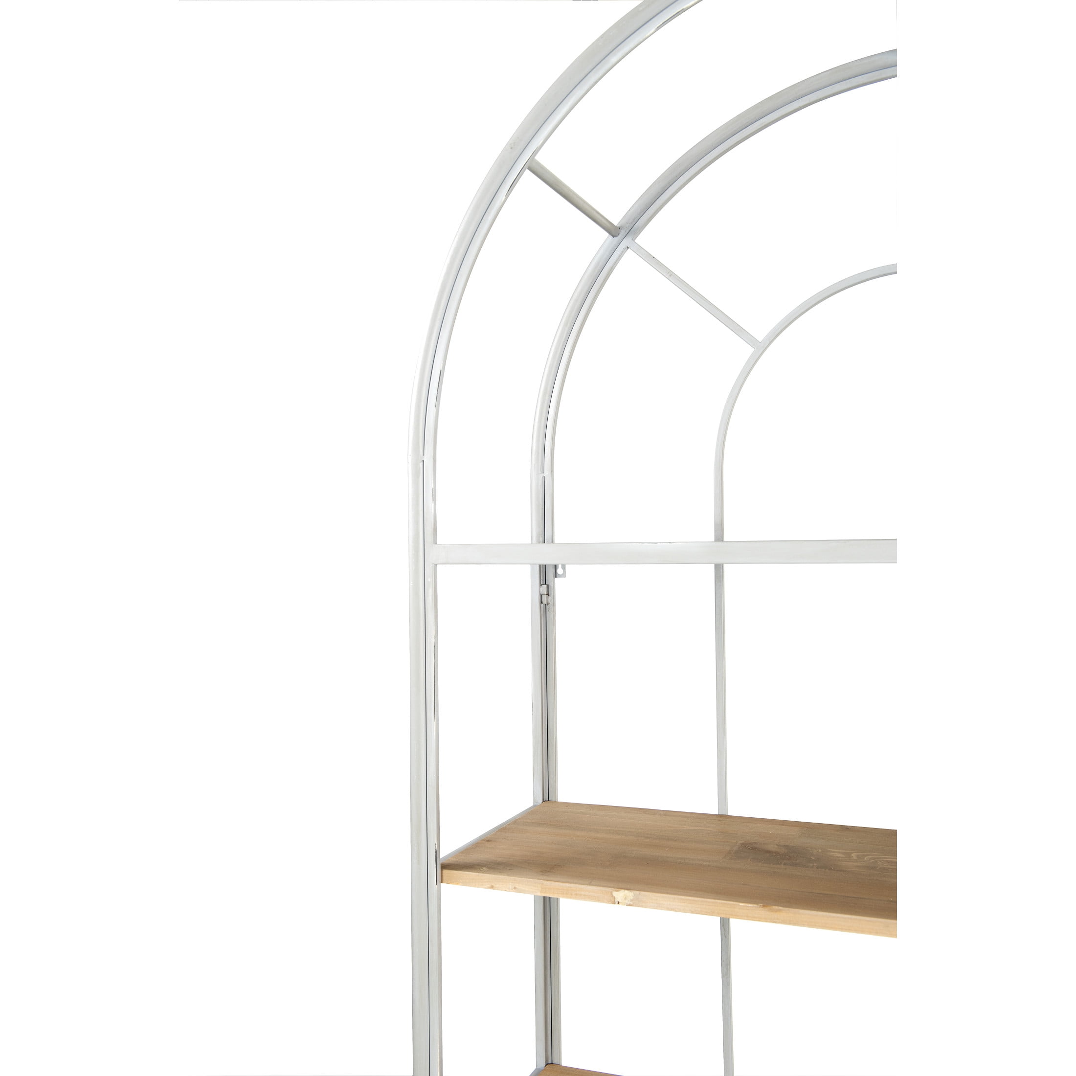Creative Co-Op Metal Framed and Wood Bookshelf with 5 Shelves, Natural and White