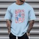 thumbnail image 1 of Tops para hombre, blusas y camisas de cuello redondo y manga corta para hombre, tops casuales de cuello redondo y manga corta con estampados especiales para hombre., 1 of 5