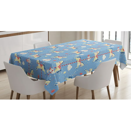 Toy Horse Tablecloth, Carousel Pattern Carnival Fun Fair Amusement Park Theme Background Merry Go Round, Rectangular Table Cover for Dining Room Kitchen, 52 X 70 Inches, Multicolor, by