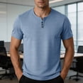 thumbnail image 2 of PNTUTB Summer Tops for Men Button-Down V-Neck T-Shirt Solid-Color Casual Loose Comfortable Breathable Versatile Short-Sleeve T-Shirts, 2 of 7