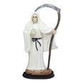 thumbnail image 3 of 12.75" Tall Holy Death Santa Muerte Holding Scythe In White Tunic Robe Statue, 3 of 10