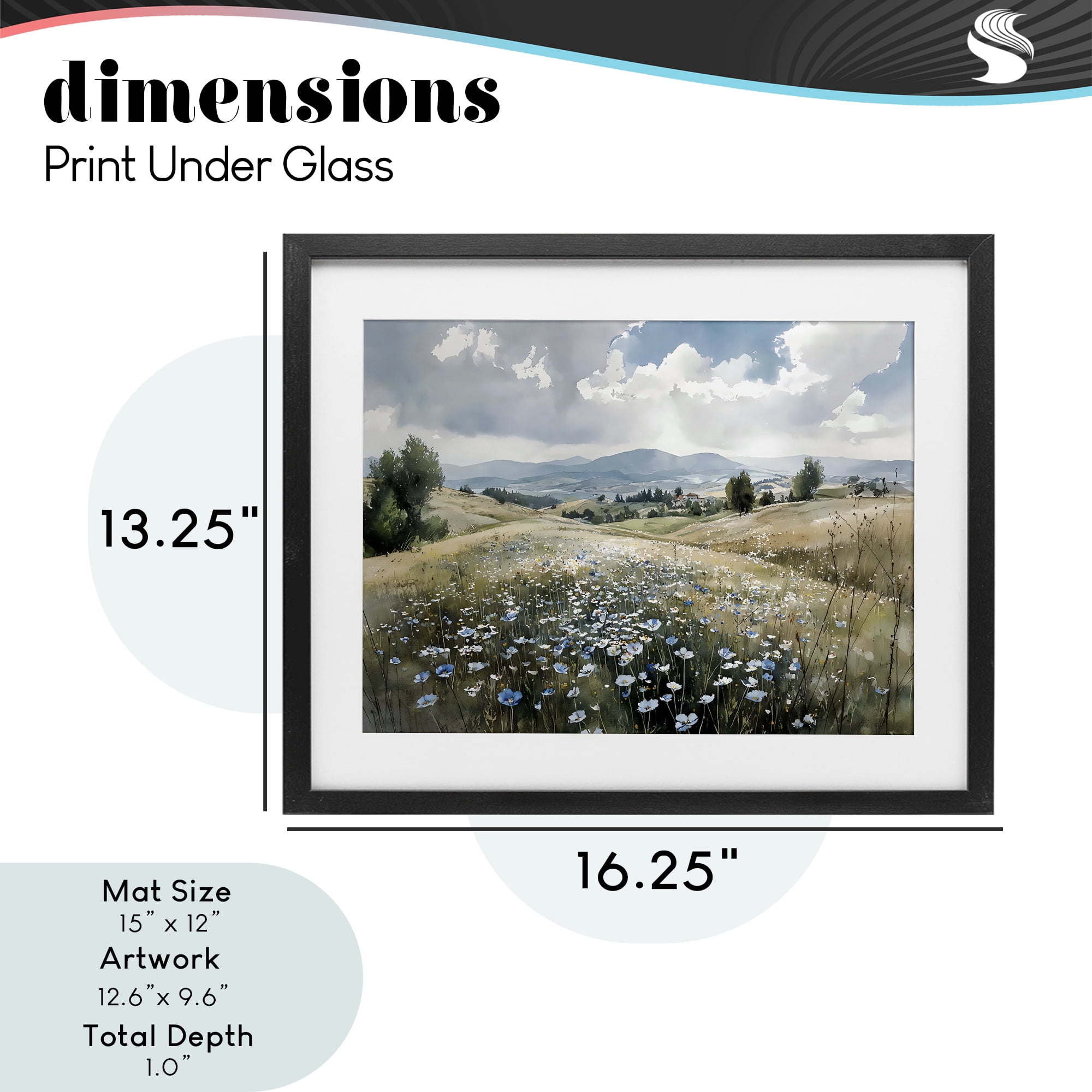 Stupell Industries Poppy Blues Across Meadow Black Framed Print Under Glass, design by Franklyn Gregory