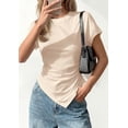 thumbnail image 4 of PRETTYGARDEN Womens Short Sleeve Crew Neck Trendy Shirts Spring Summer Y2K Going Out Tops Asymmetrical Ruched Blouse, 4 of 10