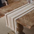 thumbnail image 1 of Nvzi Camino de mesa con borlas, hilo trenzado de dos colores en ambos lados, mantel largo de material natural, estilo americano festivo para mesa de café 11,81 x 70 pulgadas (04), 1 of 4