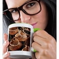 thumbnail image 2 of 3dRose, Pile of vintage wicker baskets, 15oz Two-Tone Green Mug, 2 of 7