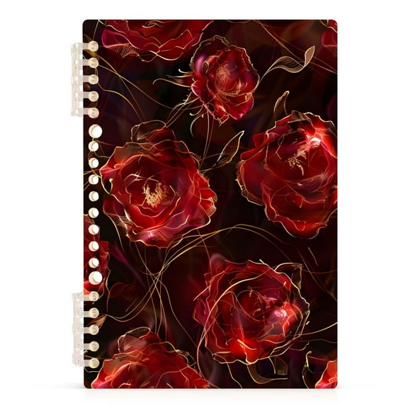 Beautiful Red Rose Flower Spiral Journal Notebook College Ruled Notebook 8.3" x 5.7" A5 Lined Thick Paper Page