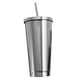 thumbnail image 1 of Taza de acero inoxidable con aislamiento al vacío, taza de doble pared, para viajes, deportes al aire libre, apto para oficina, Escuela en casa, agua Plata Soledad taza de paja de acero inoxidable, 1 of 8