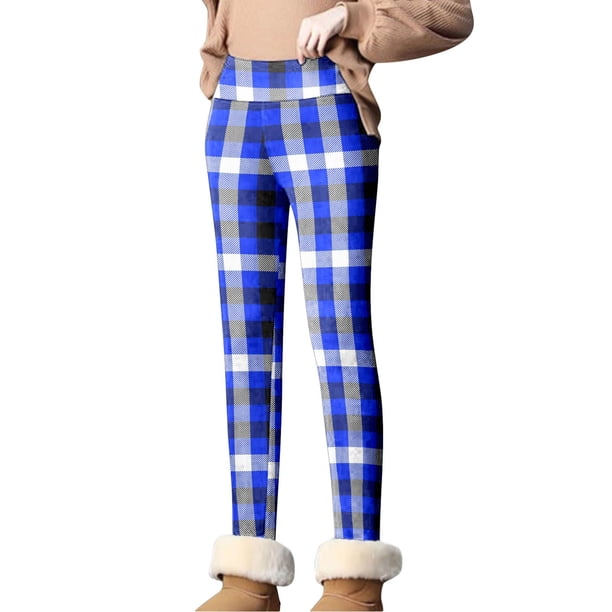 Gibobby Leggings Vinipiel Mujer Leggings informales invierno para mujer, pantalones capri térmicos con cintura elástica, pantalones entrenamiento, pantalones estampados térmicos(Azul, L)