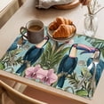 thumbnail image 3 of Two Parrots Placemats Set of 1, Summer Animal Leaf Vintage Watercolor Non-Slip Place Mats Washable Table Mats for Kitchen Dining Table Decorations Indoor/Outdoor, 3 of 9