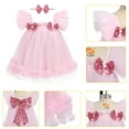thumbnail image 4 of IDOPIP Toddler Baby Girls Sequins Bow Tie Tutu Dress Rainbow Ruffle Tulle Princess Dress with Headband, 4 of 7