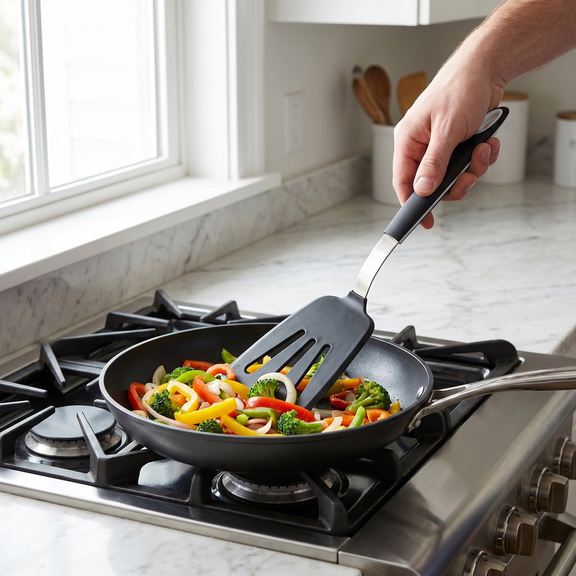 Unique Bargains Spatula Set with Rubber Tips for Non-Stick Cooking Black 13.6x3.7 inch