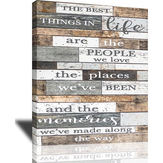 Inspirational Decor Wall Art The Best Things in Life Motivational Quotes Canvas Prints Rustic Farmhouse Positive Words Poster Modern Home Framed Artwork 12"x16"