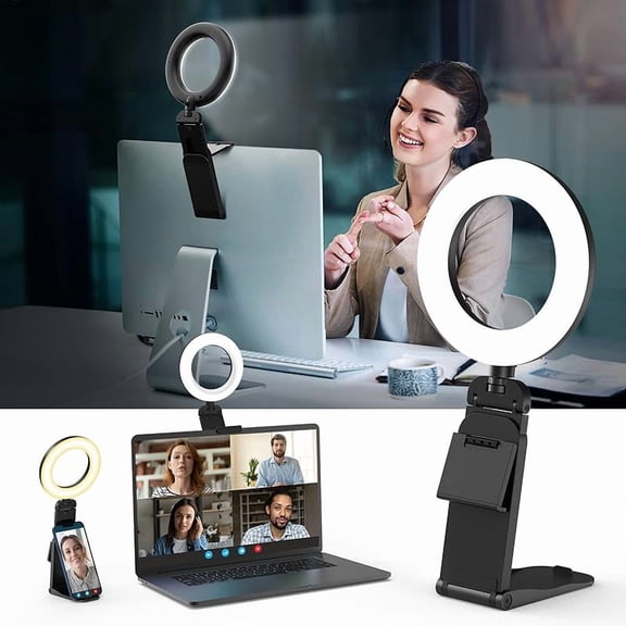 Wrongduck 5-Inch Ring Light for Laptop and PC, Video Conference Lighting Kit with Tripod & Phone Holder, 3 Color Modes & 10 Brightness Levels, 360 ° Rotatable USB LED Ring Lamp for Zoom Calls