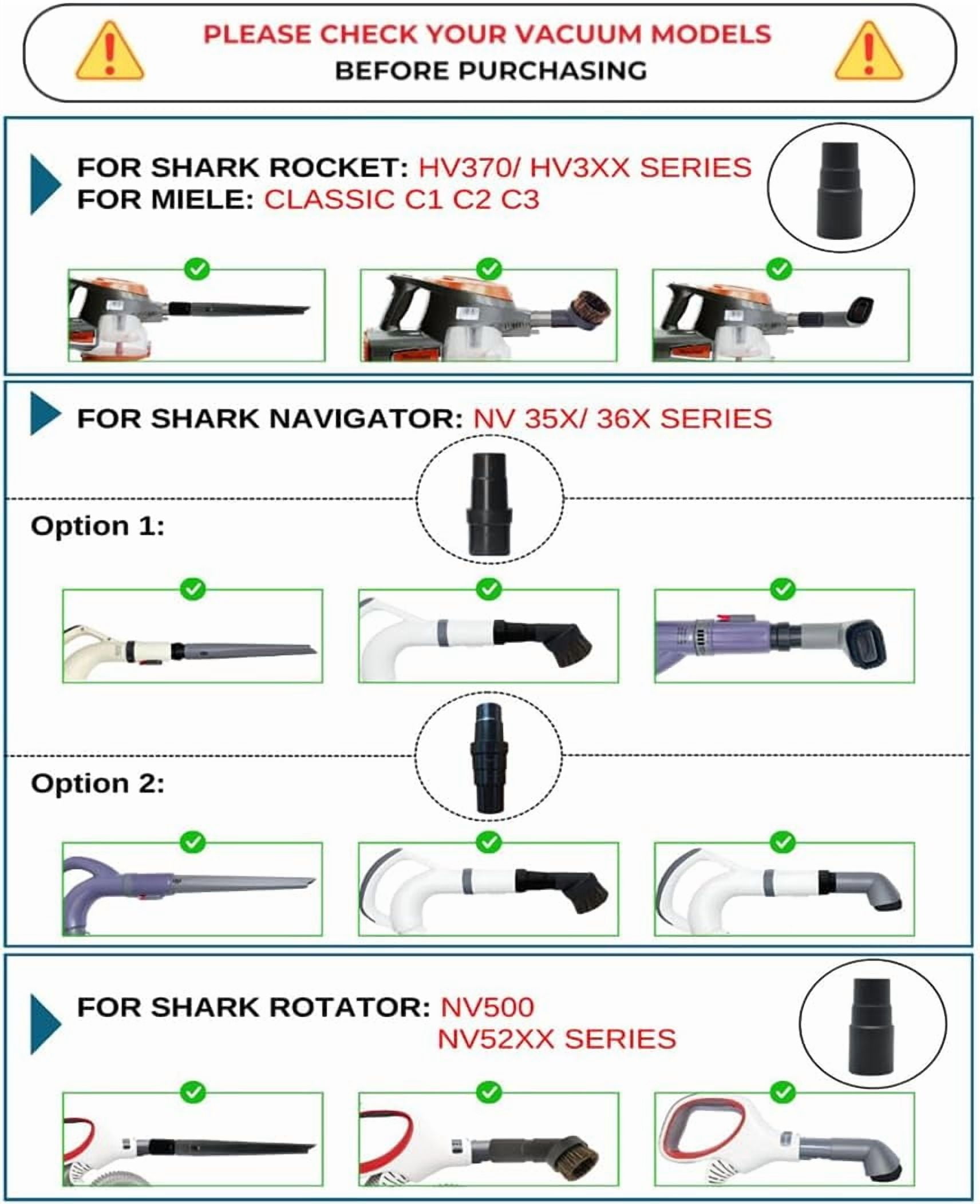 For Shark Vacuum Cleaner Accessories Replacement Kit | Household Cleaning Set with Crevice Tool, Dust Brushes & Vacuum Hose Adapters | 35MM Vacuum Attachments & Brushes