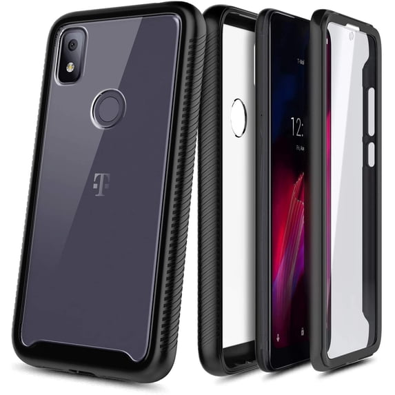 For T-Mobile REVVL 4 Case, with Built-in Screen Protector, Nagebee Full-Body Protective Rugged Bumper Cover, Shockproof Durable Case (Black)