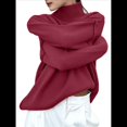 thumbnail image 3 of Suéter de Larga y Cuello Alto para Mujer, Estilo Informal, Holgado, de Punto Grueso, para Otoño e Invierno. Vino Tinto L, 3 of 9