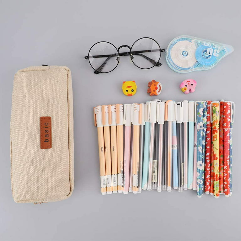 iSuperb Cotton Linen Pencil Case Student Stationery Pouch Bag Office Storage Organizer Coin Pouch Cosmetic Bag, Pink