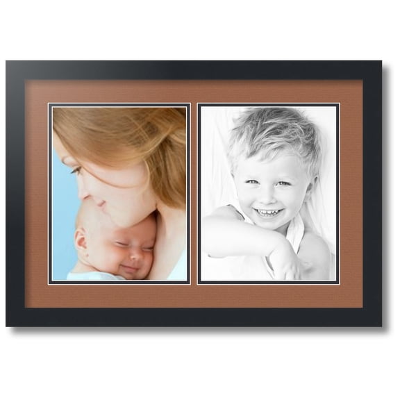 ArtToFrames Collage Photo Picture Frame with 2 - 8.5x11 Openings, Framed in Black with Paloma and Black Mats (CDM-3926-37)