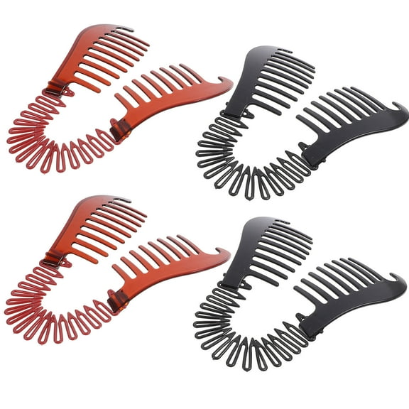 Beaupretty Ponytail Holder Banana Hair Clips Hair Styling for Women Girls 4Pcs Coffee
