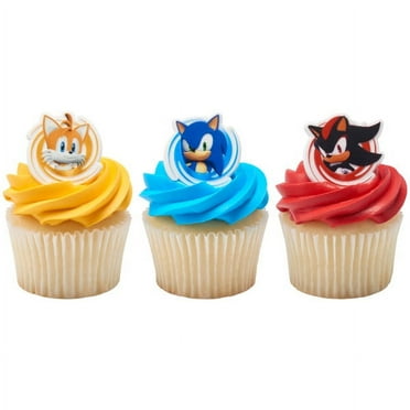 Cupcake Sonic The Hedgehog Rings, by DecoPac (24 Count)