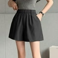 thumbnail image 2 of Tfken Summer Women Shorts Elastic Waist Solid Color Shorts With Pockets Casual Daily Wear Female Soft Clothes Black, 2 of 5