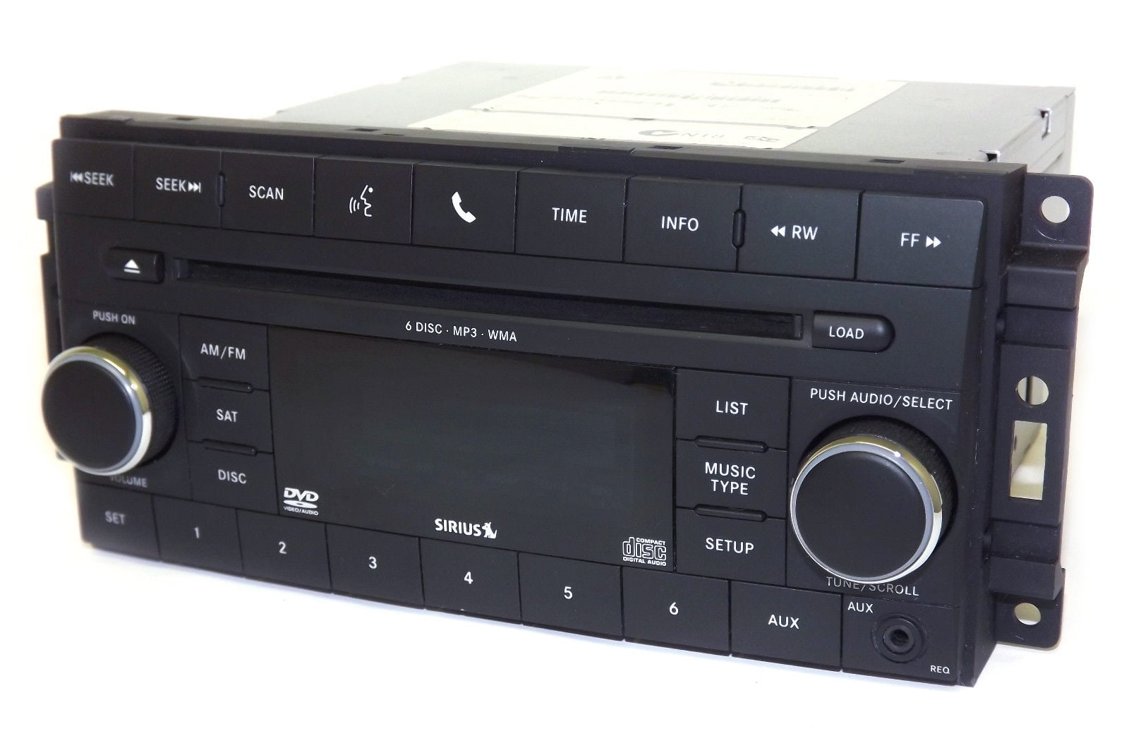 Restored Chrysler Dodge Jeep AM FM 6 Disc mp3 CD DVD Player w Sirius & Aux REQ 05064949AC (Refurbished)